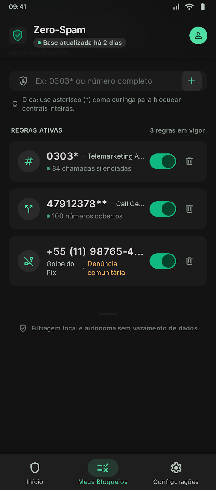 Regras de Bloqueio com Asterisco